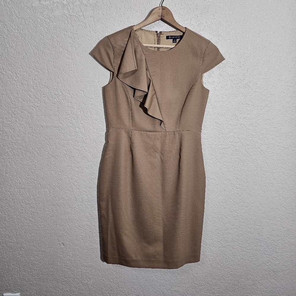 Brooks Brothers Solid Tan Wool Blend Ruffled Shea… - image 1